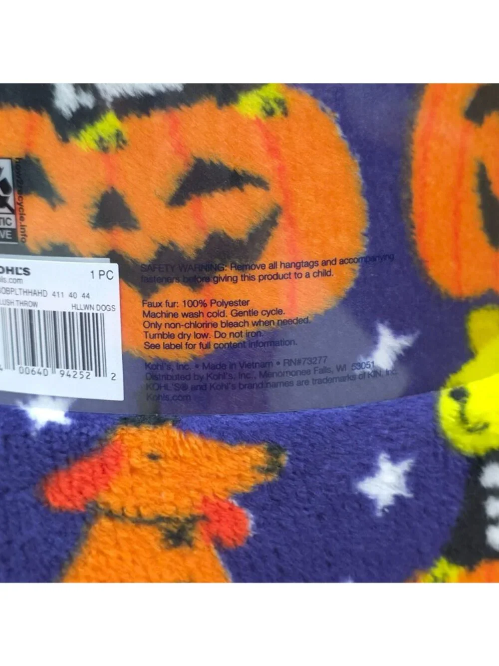 The Big One Halloween Dogs Plush Throw Blanket 5 Ft x 6 Ft Oversized Cozy Purple